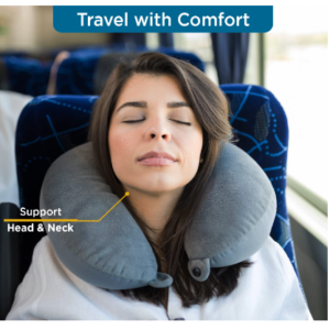 Sleepsia Neck Pillow for Travel, Travel Pillow for Airplane| Support to The Neck, Head, Car and Flights – Travel Neck Pillow
