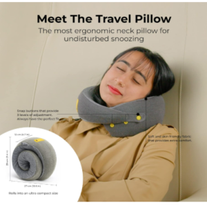 MOKOBARA The Travel Pillow Pure Memory Foam Neck Pillow, Comfortable and Breathable Cover, Machine Washable, Airplane Travel Kit (Seize The Gray)